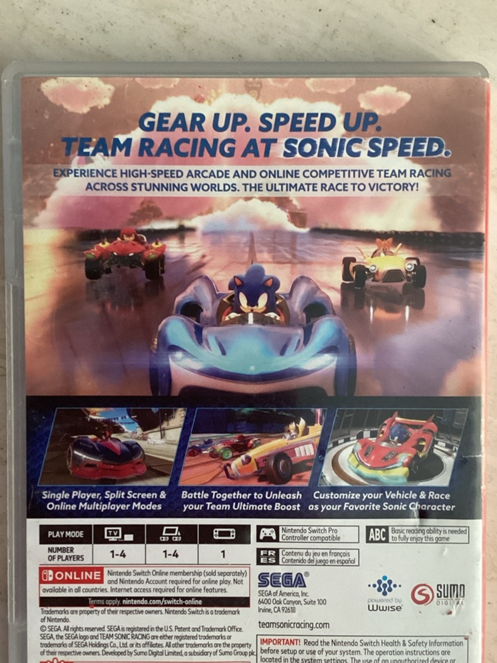 Team Sonic Racing Nintendo Switch Game Complete CIB - Picture 3 of 5
